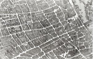 Plan over Paris, kendt som "Plan de Turgot", graveret af Claude Lucas, 1734-39 (detalje)